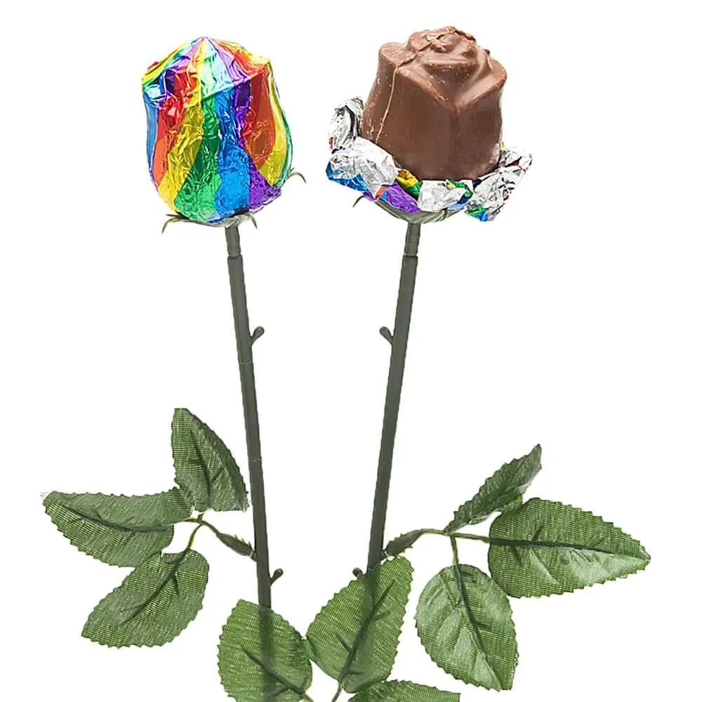 Albert's Foiled Milk Chocolate Roses - Rainbow: 20-Piece Bouquet 3 Albert's Foiled Milk Chocolate Roses - Rainbow: 20-Piece Bouquet