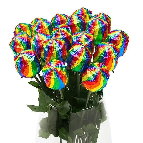 Albert's Foiled Milk Chocolate Roses - Rainbow: 20-Piece Bouquet 4 Albert's Foiled Milk Chocolate Roses - Rainbow: 20-Piece Bouquet - Image 2