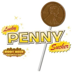 Archie McPhee Lucky Penny Lollipops: 2-Piece Set -Candy Promotion Shop archie mcphee lucky penny lollipops 2 piece set candy warehouse 3