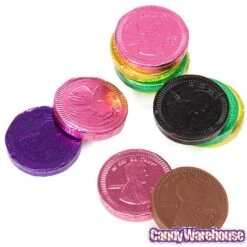 Assorted Colors Foiled Milk Chocolate Penny Parade Coins In Mesh Bags: 20-Piece Box -Candy Promotion Shop assorted colors foiled milk chocolate penny parade coins in mesh bags 20 piece box candy warehouse 5