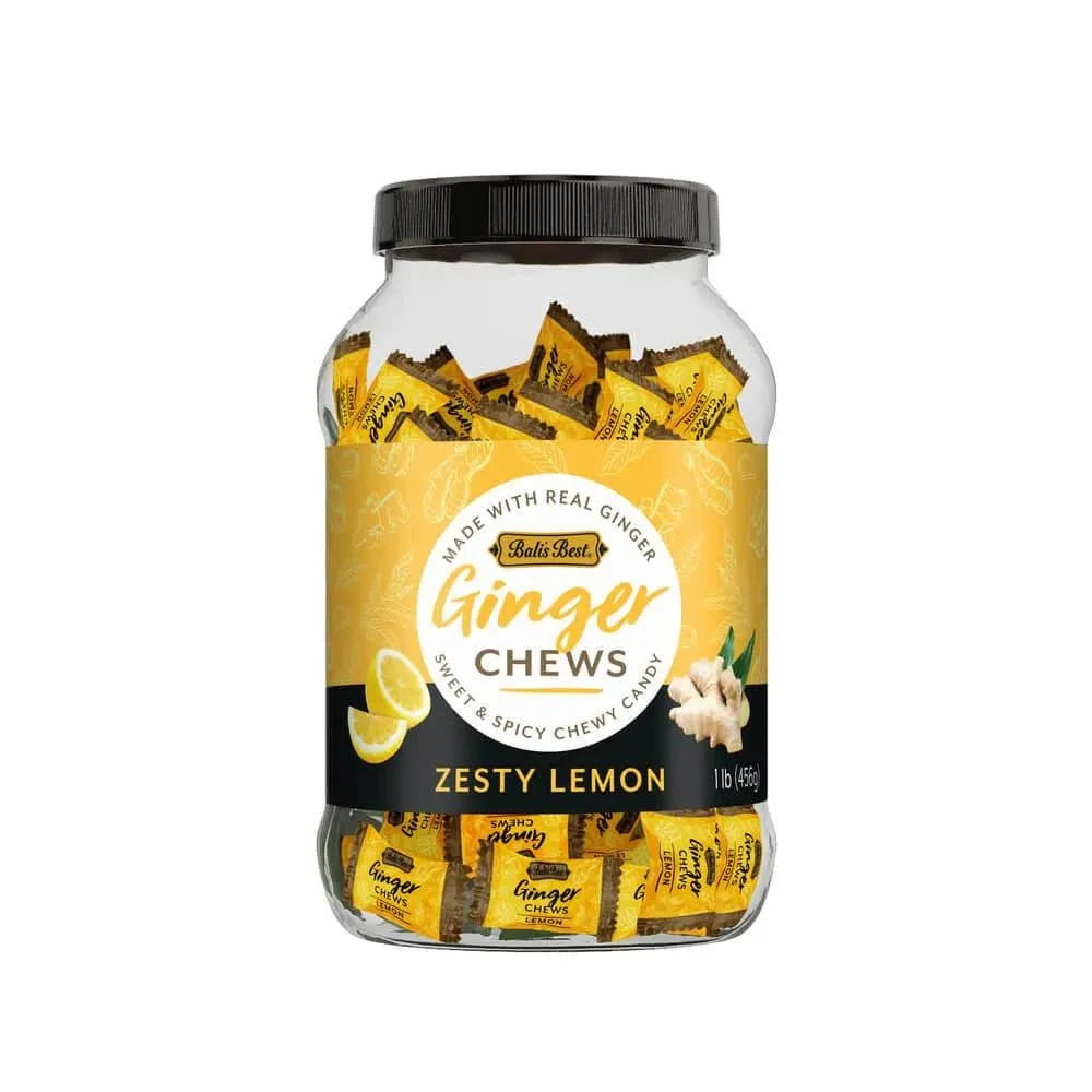 Bali's Best Zesty Lemon Ginger Chews: 1LB Jar 4 Bali's Best Zesty Lemon Ginger Chews: 1LB Jar - Image 2