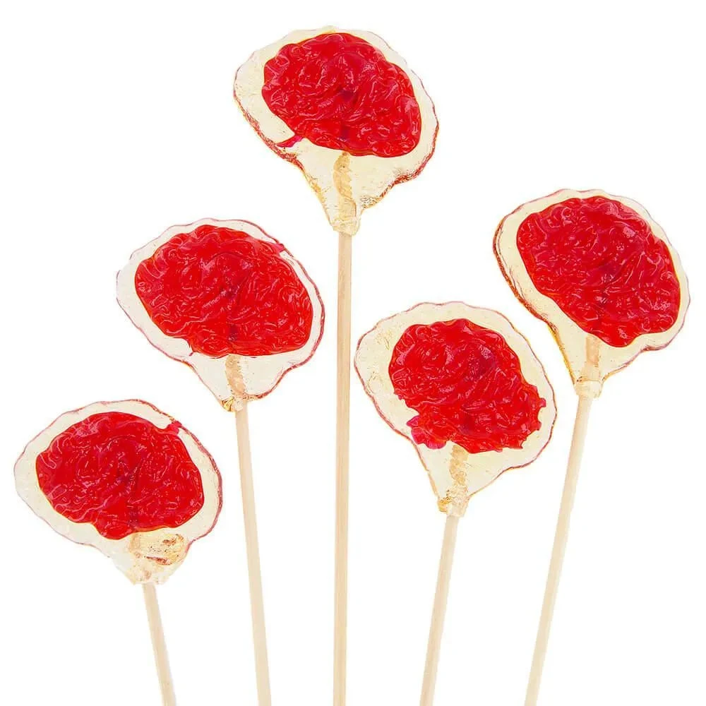 Brain Hard Candy Lollipops: 12-Piece Bag 3 Brain Hard Candy Lollipops: 12-Piece Bag