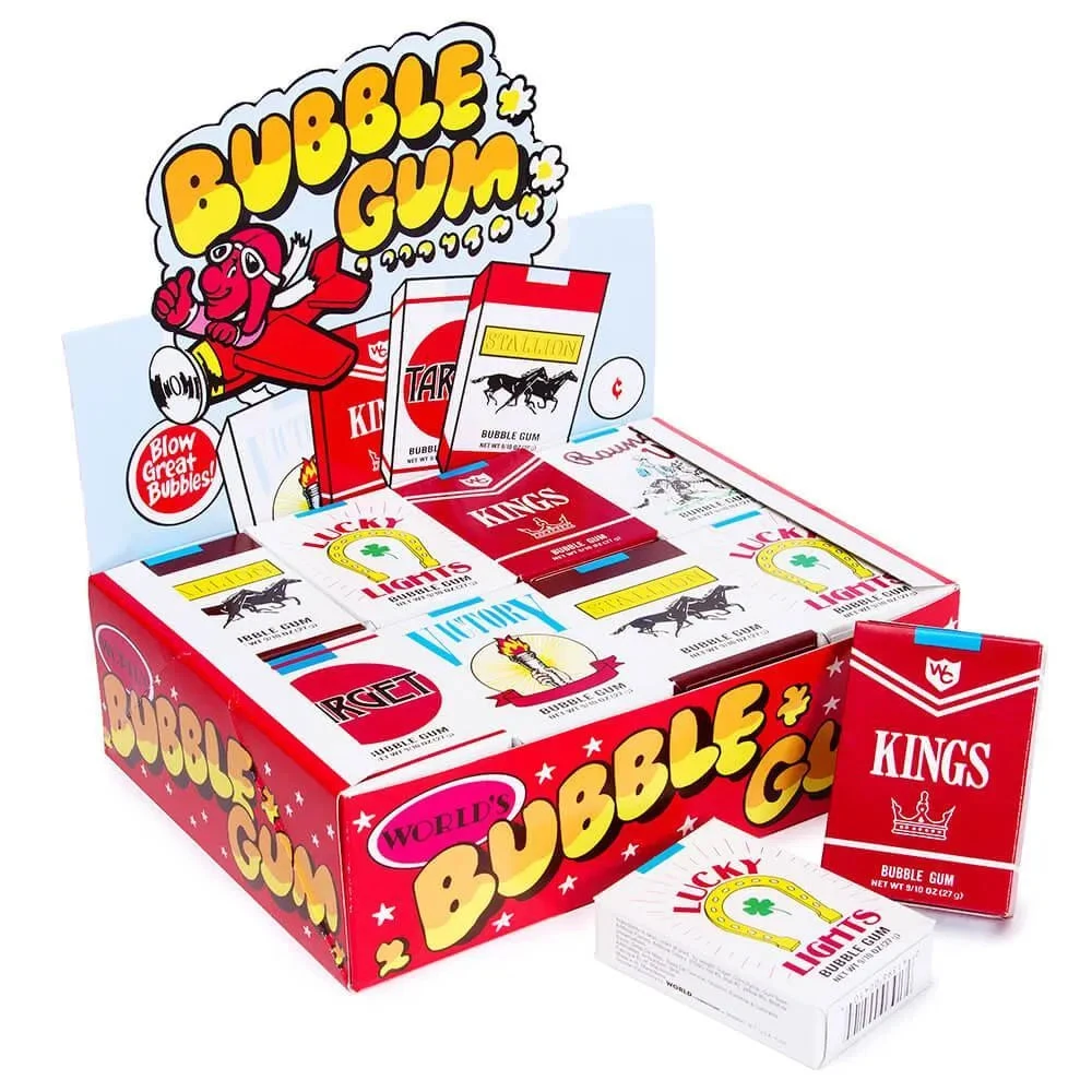 Bubble Gum Candy Cigarettes Packs: 24-Piece Box 3 Bubble Gum Candy Cigarettes Packs: 24-Piece Box