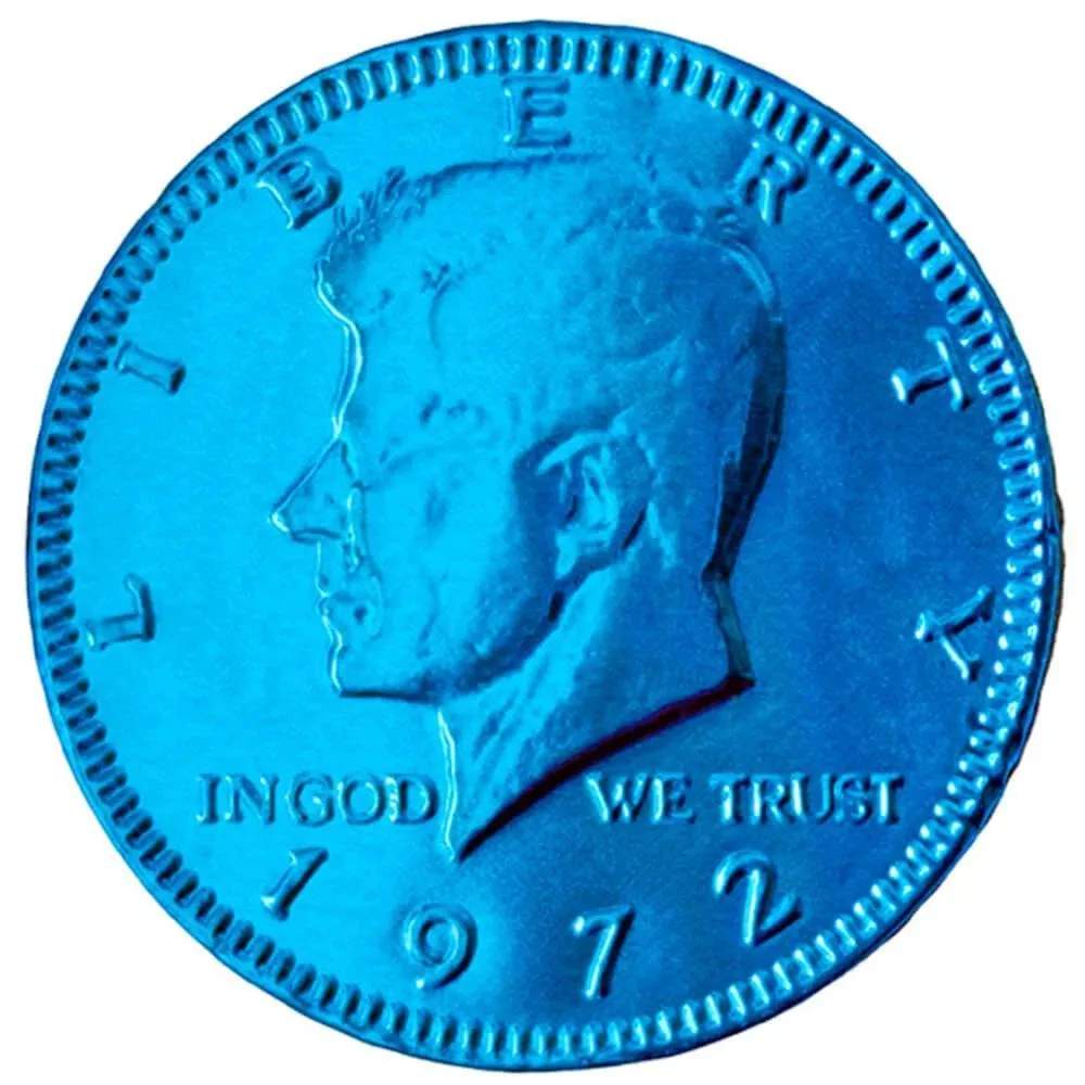 Caribbean Blue Foiled Milk Chocolate Coins: 1LB Bag 3 Caribbean Blue Foiled Milk Chocolate Coins: 1LB Bag