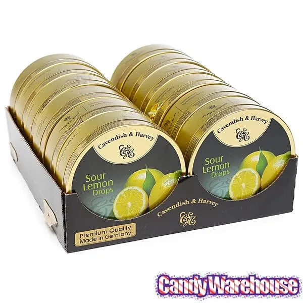 Cavendish & Harvey Hard Candy Drops Tins - Sour Lemon: 12-Piece Box 5 Cavendish & Harvey Hard Candy Drops Tins - Sour Lemon: 12-Piece Box - Image 3