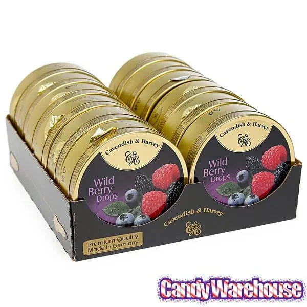 Cavendish & Harvey Hard Candy Drops Tins - Wild Berry: 12-Piece Box 4 Cavendish & Harvey Hard Candy Drops Tins - Wild Berry: 12-Piece Box - Image 2