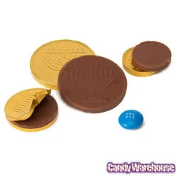 Chanukah Gelt Milk Chocolate Gold Coins In Mesh Bags: 18-Piece Box -Candy Promotion Shop chanukah gelt milk chocolate gold coins in mesh bags 18 piece box candy warehouse 5