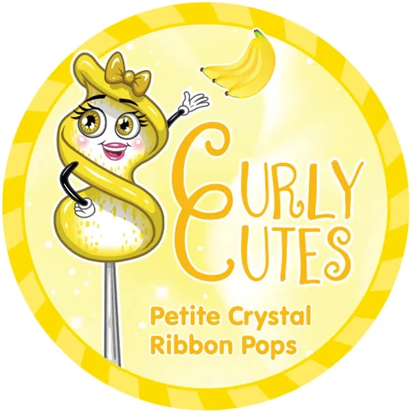 CurlyCutes Petite Crystal Ribbon Pops - Yellow Banana: 20-Piece Jar 6 CurlyCutes Petite Crystal Ribbon Pops - Yellow Banana: 20-Piece Jar - Image 4