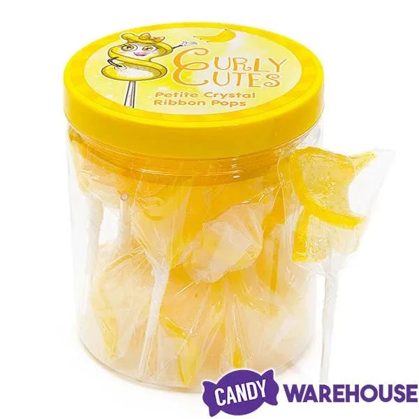 CurlyCutes Petite Crystal Ribbon Pops - Yellow Banana: 20-Piece Jar 7 CurlyCutes Petite Crystal Ribbon Pops - Yellow Banana: 20-Piece Jar - Image 5