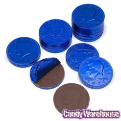 Dark Blue Foiled Milk Chocolate Coins: 1LB Bag -Candy Promotion Shop dark blue foiled milk chocolate coins 1lb bag candy warehouse 3
