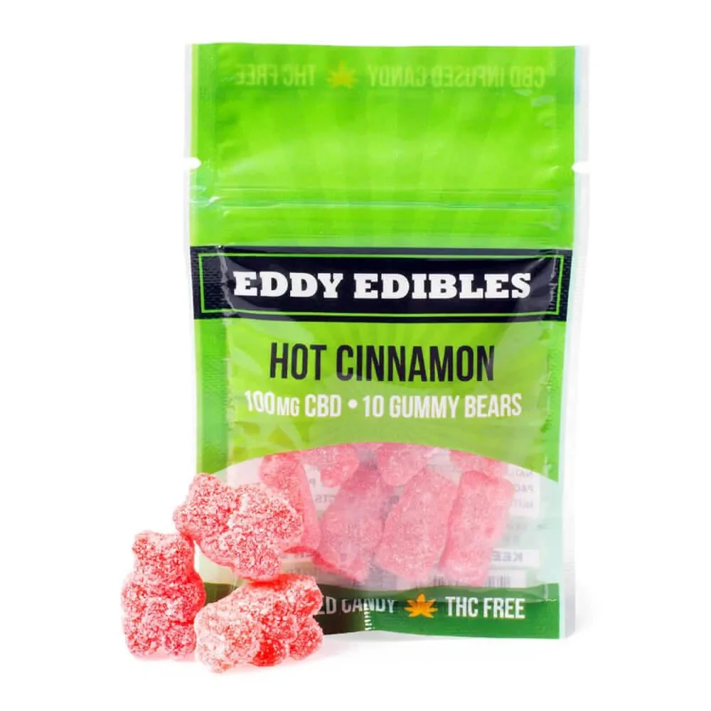 Eddy Edibles Hot Cinnamon CBD Gummies THC Free 100mg: 10 Gummy Bears 3 Eddy Edibles Hot Cinnamon CBD Gummies THC Free 100mg: 10 Gummy Bears