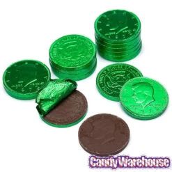 Green Foiled Milk Chocolate Coins: 1LB Bag -Candy Promotion Shop green foiled milk chocolate coins 1lb bag candy warehouse 3