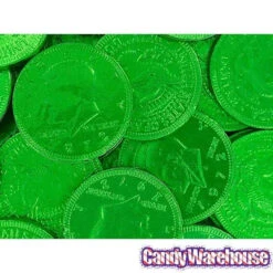 Green Foiled Milk Chocolate Coins: 1LB Bag -Candy Promotion Shop green foiled milk chocolate coins 1lb bag candy warehouse 4