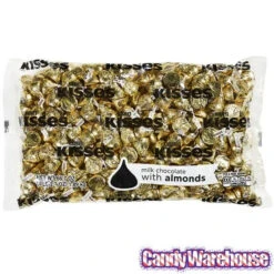 Hershey's Kisses Gold Foiled Milk Chocolate With Almonds Candy: 400-Piece Bag -Candy Promotion Shop hershey s kisses gold foiled milk chocolate with almonds candy 400 piece bag candy warehouse 4