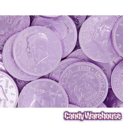 Lavender Foiled Milk Chocolate Coins: 1LB Bag -Candy Promotion Shop lavender foiled milk chocolate coins 1lb bag candy warehouse 2
