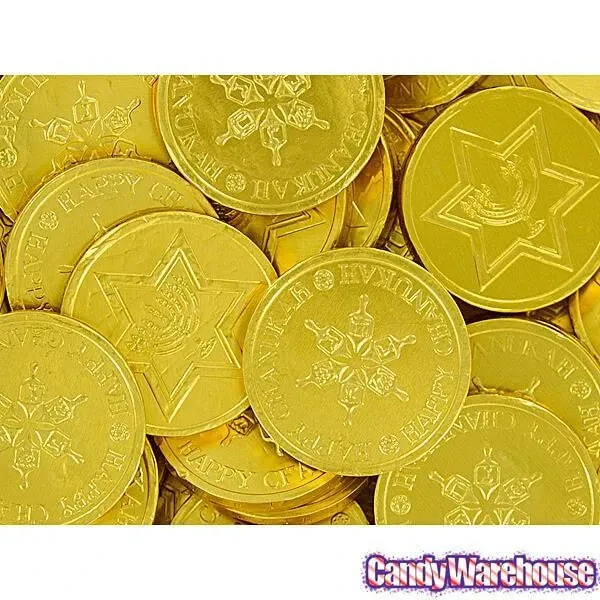 Madelaine Chanukah Gelt Gold Foiled Milk Chocolate Coins: 5LB Bag 4 Madelaine Chanukah Gelt Gold Foiled Milk Chocolate Coins: 5LB Bag - Image 2