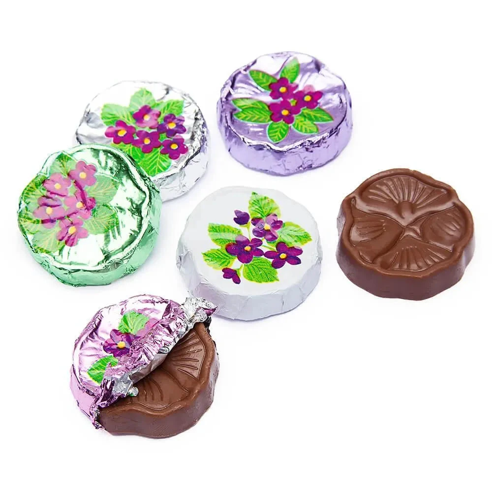 Madelaine Foiled Milk Chocolate Flower Wafers - Violets: 5LB Bag 3 Madelaine Foiled Milk Chocolate Flower Wafers - Violets: 5LB Bag
