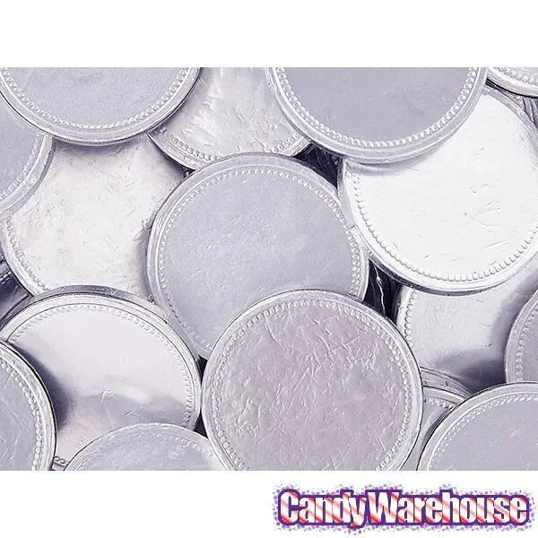 Madelaine Silver Foiled Milk Chocolate Coins - Blank: 5LB Bag 5 Madelaine Silver Foiled Milk Chocolate Coins - Blank: 5LB Bag - Image 3