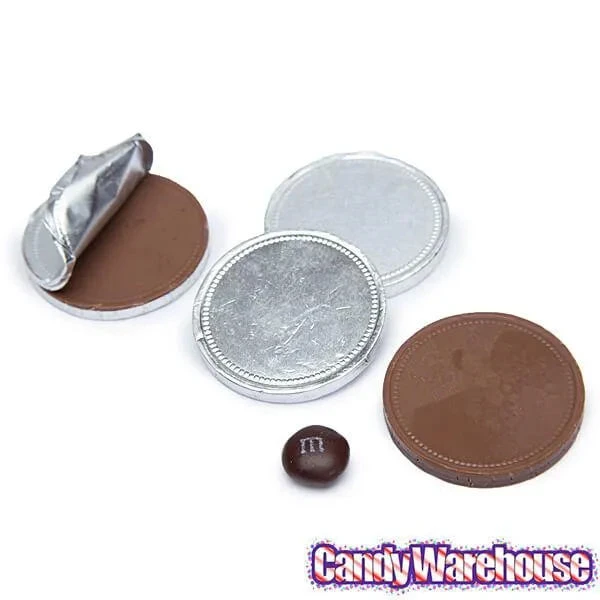 Madelaine Silver Foiled Milk Chocolate Coins - Blank: 5LB Bag 6 Madelaine Silver Foiled Milk Chocolate Coins - Blank: 5LB Bag - Image 4