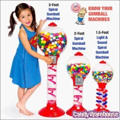 Metal 3-Foot Spiral Gumball Machine With Gumballs -Candy Promotion Shop metal 3 foot spiral gumball machine with gumballs candy warehouse 3