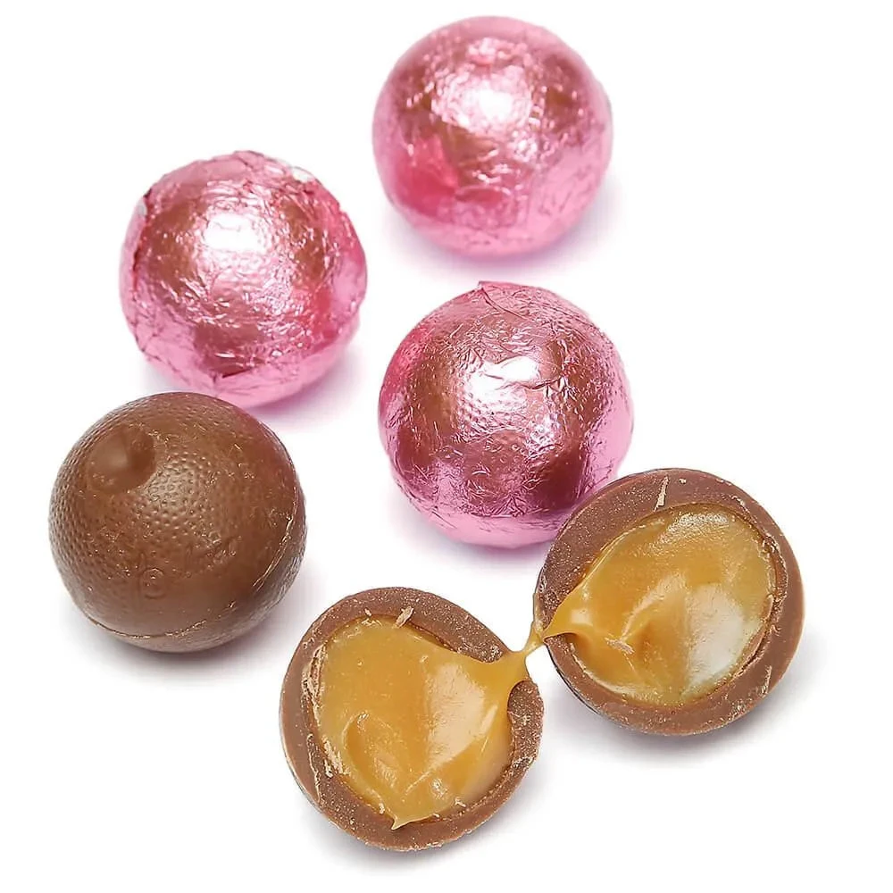 Palmer Foiled Caramel Filled Chocolate Candy Balls - Pink: 5LB Bag 3 Palmer Foiled Caramel Filled Chocolate Candy Balls - Pink: 5LB Bag