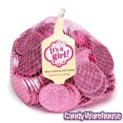 Pink Foiled Baby Girl Milk Chocolate Coins: 1LB Bag -Candy Promotion Shop pink foiled baby girl milk chocolate coins 1lb bag candy warehouse 3 cd30f28c 6e88 434e bc13 30ea3ee8a5be