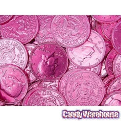 Pink Foiled Milk Chocolate Coins: 1LB Bag -Candy Promotion Shop pink foiled milk chocolate coins 1lb bag candy warehouse 3
