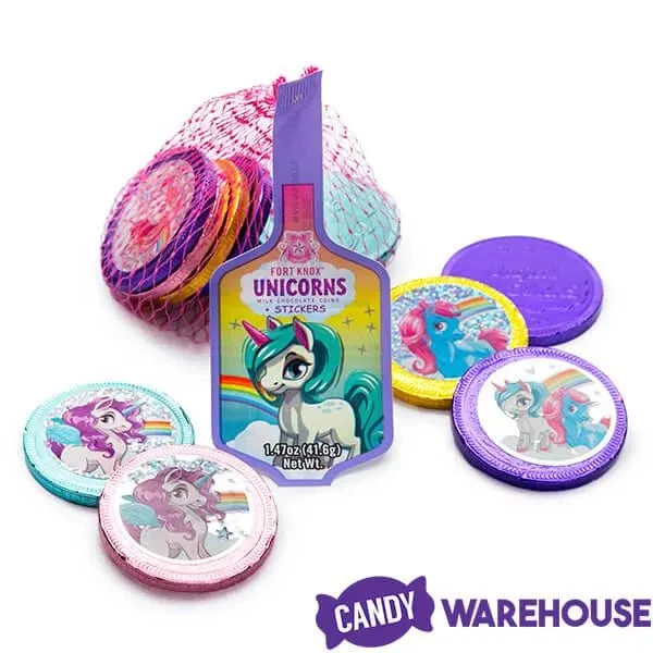Rainbow Unicorn Foiled Milk Chocolate Coins In Mesh Bags: 18-Piece Box 5 Rainbow Unicorn Foiled Milk Chocolate Coins In Mesh Bags: 18-Piece Box - Image 3