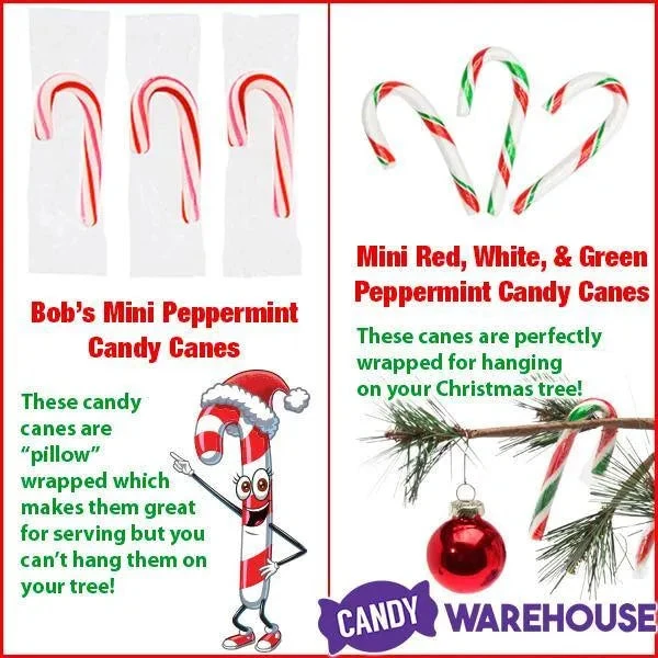 Red, White, And Green Peppermint Mini Candy Canes: 200-Piece Tub 4 Red, White, And Green Peppermint Mini Candy Canes: 200-Piece Tub - Image 2