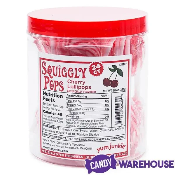 Squiggly Pops Petite Swirl Lollipops - Cherry: 24-Piece Jar 4 Squiggly Pops Petite Swirl Lollipops - Cherry: 24-Piece Jar - Image 2